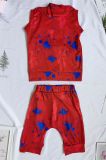 Kids Tie-Dye Print Sleeveless Hooded Two Piece Set GYMF-YM029