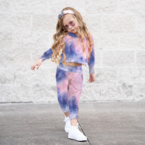Kids Print Long Sleeve Hooded Two Piece Pants Set GYMF-YM056