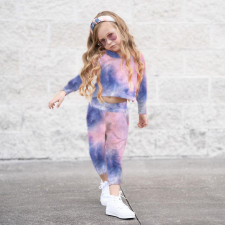 Kids Print Long Sleeve Hooded Two Piece Pants Set GYMF-YM056
