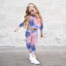 Kids Print Long Sleeve Hooded Two Piece Pants Set GYMF-YM056