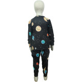 Kids Starry Sky Print Long Sleeve Two Piece Pants Set GYMF-YM053