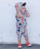 Kids Tie-Dye Print Sleeveless Hooded Two Piece Set GYMF-YM029