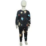 Kids Starry Sky Print Long Sleeve Two Piece Pants Set GYMF-YM053