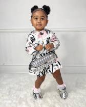 Kids Girls Printed Long Sleeve Hooded And Skirt Two Piece Set GYMF-YM076 