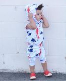 Kids Tie-Dye Print Sleeveless Hooded Two Piece Set GYMF-YM029