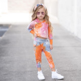 Kids Print Long Sleeve Hooded Two Piece Pants Set GYMF-YM056