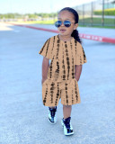 Kids Print T Shirt Shorts Two Piece Set GYMF-YM070