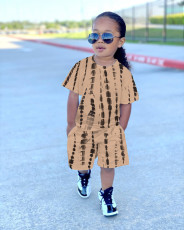 Kids Print T Shirt Shorts Two Piece Set GYMF-YM070
