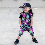 Kids Printed Hooded Top Shorts Two Piece Set GYMF-YM062 