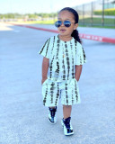 Kids Print T Shirt Shorts Two Piece Set GYMF-YM070