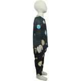 Kids Starry Sky Print Long Sleeve Two Piece Pants Set GYMF-YM053