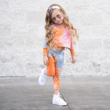 Kids Print Long Sleeve Hooded Two Piece Pants Set GYMF-YM056