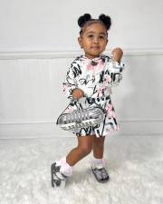 Kids Girls Printed Long Sleeve Hooded And Skirt Two Piece Set GYMF-YM076 