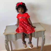 Kids Girls Print Short Sleeve Dress GYMF-YM052