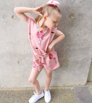 Kids Girls Fashion Print Sleeveless Rompers GYMF-YM040 