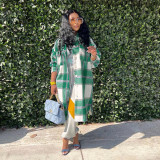 Classic Plaid Print Long Sleeve Coat SH-390410