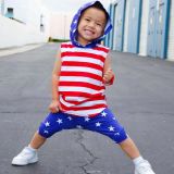 Kids Printed Sleeveless Hooded Two Piece Set GYMF-YM026