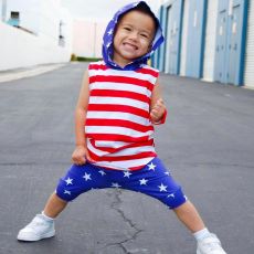 Kids Printed Sleeveless Hooded Two Piece Set GYMF-YM026