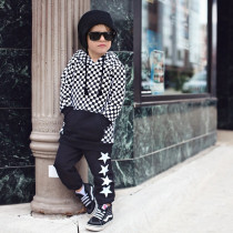 Kids Plaid Print Long Sleeve Hooded Pullover Sweatshirt GYMF-YM055