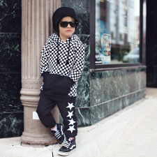 Kids Plaid Print Long Sleeve Hooded Pullover Sweatshirt GYMF-YM055