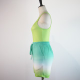 Casual Tank Top+Gradient Shorts Two Piece Sets GWDS-220511