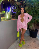Sexy Bra+Long Sleeve Top+Mini Skirt 3 Piece Sets NIK-319