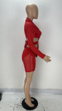 Sexy Irregular Blazer Coat+Mesh Patchwork Shorts 2 Piece Sets XYF-9182