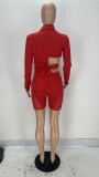 Sexy Irregular Blazer Coat+Mesh Patchwork Shorts 2 Piece Sets XYF-9182