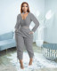 Plus Size Solid Long Sleeve Two Piece Pants Sets PHF-13305