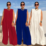 Casual Solid Sleeveless Wide Leg Loose Jumpsuit NY-10212