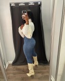Knitted Long Sleeve Sweater Crop Top GDYF-6915
