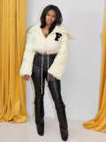 Polar Fleece Letter Embroidery Large Lapel Jacket ZSD-0507