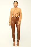 Fashion PU Leather High Waist Pencil Pant GWDS- 221023