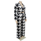 Plus Size Printed Long Sleeve 2 Piece Pants Sets NNWF-7612