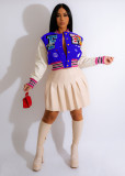 Plus Size Fashion Print Rib Patchwork Baseball  Jackets JRF-3713