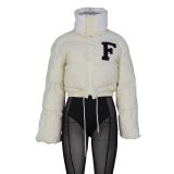 Polar Fleece Letter Embroidery Large Lapel Jacket ZSD-0507