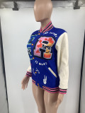 Plus Size Fashion Print Rib Patchwork Baseball  Jackets JRF-3713