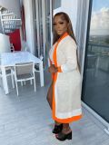 Casual Knit Color Matching Long Sweater Coat TR-1227