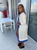 Casual Knit Color Matching Long Sweater Coat TR-1227