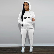 Letter Print Hooded Sweatshirt Two Piece Pant Sets FSL-F182