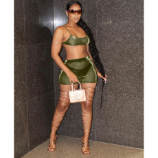 Mesh See Through Sling Top And Skirts Two Piece Set JZHF-8030