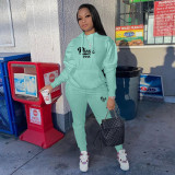 Plus Size PINK Letter Print Casual Sports Two Piece Pants Set XMF-171
