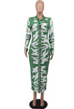 Fashion Print Long Sleeve Slim Long Dress XHXF-329