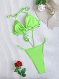 Sexy Solid Bandage Backless One Piece Swimsuit CASF-6501