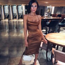 Solid Sexy Backless Midi Dress BLG-0627