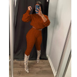 Solid Color Knit Sweater Two Piece Set GCNF-0193