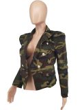 Casual Camo Print Long Sleeve Blazer  ZDF-31252