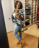 Casual Camo Print Long Sleeve Blazer  ZDF-31252