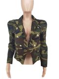 Casual Camo Print Long Sleeve Blazer  ZDF-31252