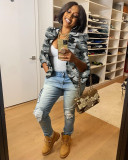Casual Camo Print Long Sleeve Blazer  ZDF-31252